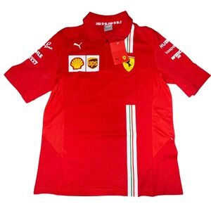 Puma Scuderia Ferrari F1 Racing Polo‎ Shirt Kids XL Red Team Sponsor Logos